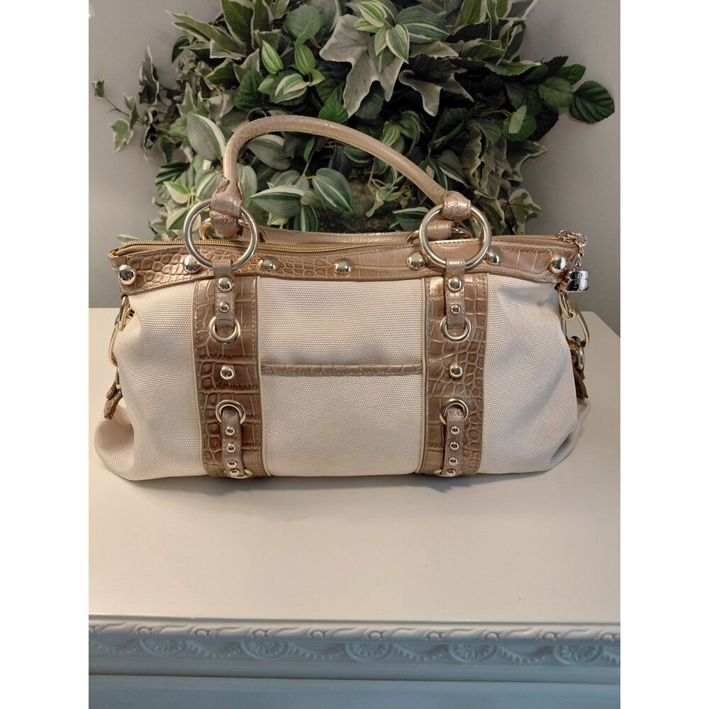 Kathy Van Zeeland Handbag Cream & Bronze W/Charms - Picture 2 of 9